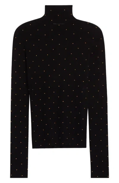 Rabanne Second-skin Stud-embellished Knitted Turtleneck Top In Black