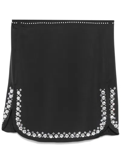 Rabanne Mini Skirt With Decorative Studded Hem And Silhouette In Black
