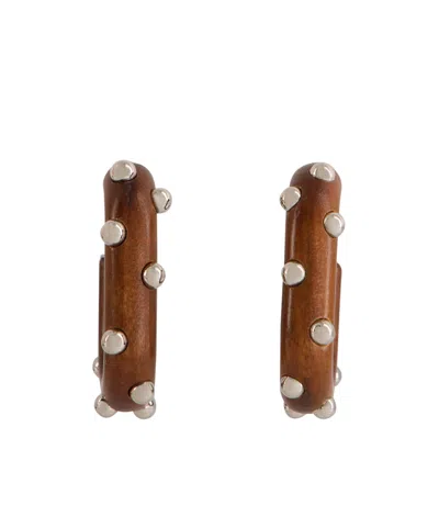 Rabanne Embellished Silver-tone Earrings In Brown