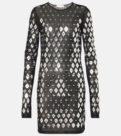 Rabanne Black Dress With Geometric All-over Pattern