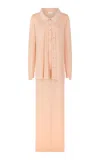 Rabanne Studded Knit Wool Maxi Dress In Pink