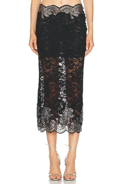 Rabanne Studded Lace Midi Skirt In Black