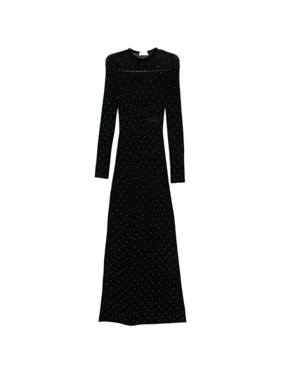 Rabanne Studded Long-sleeve Maxi Dress In Black
