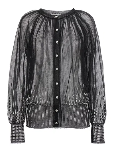 RABANNE STUDDED MESH CARDIGAN