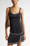 Rabanne Embellished Double Satin Top In Black