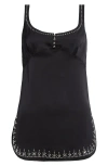 Rabanne Embellished Double Satin Top In Black