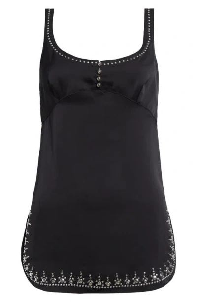 Rabanne Embellished Double Satin Top In Black