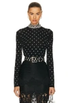 Rabanne Studded Turtleneck Top In Black