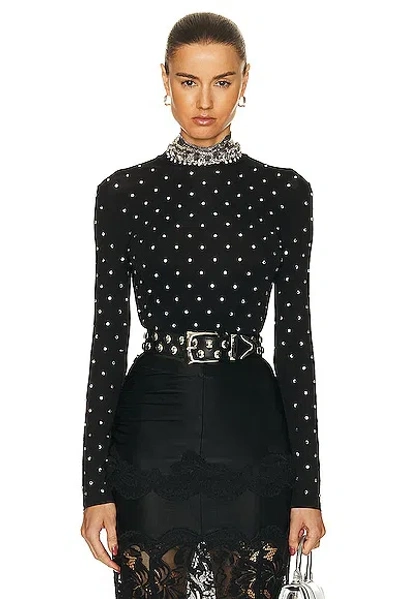 Rabanne Studded Turtleneck Top In Black