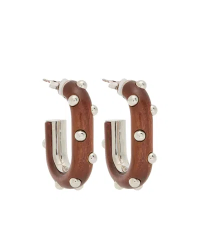 Rabanne Studded Wood Earrings In Brown