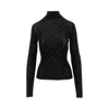 Rabanne Studded Wool Turtleneck Top In Black