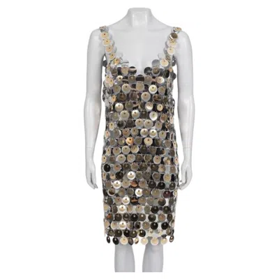 Pre-owned Rabanne Stunning Paco  X H&m Silver Metal Dress - Size Xl