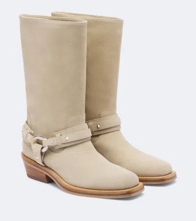 Rabanne Suede Biker Boots In Neutral