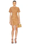 Rabanne Gathered Crewneck Mini Dress In Brown
