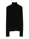 Rabanne Fitted Black Wool Sweater With Metallic Studs In Black