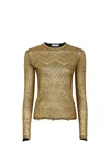 Rabanne Metallic Knitted Long Sleeved Top In Golden