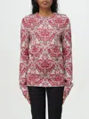 Rabanne Long-sleeve Metallic Top In Silver Paisley In Red