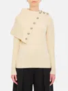 Rabanne Oversize Collar With Buttons Turtleneck In Off White