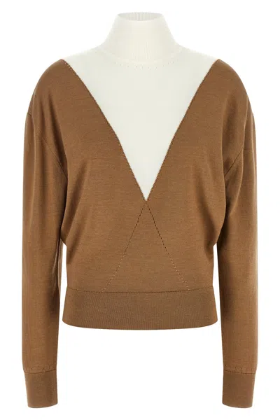 Rabanne Sweater With Perforated Intarsia In Brown