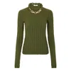 Rabanne Textured Knit Sweater With Braided Detail In Green