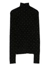 Rabanne Fitted Black Wool Sweater With Metallic Studs In Black