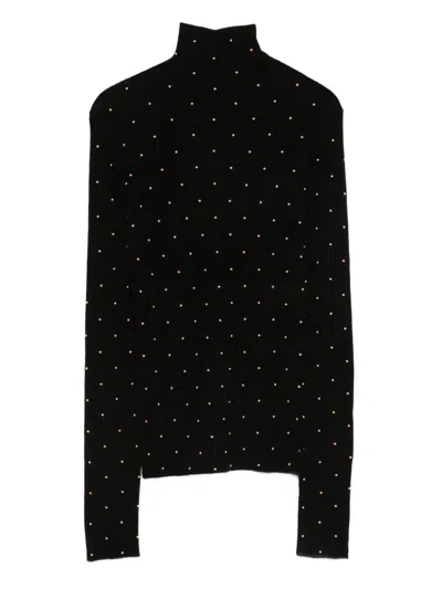 RABANNE RABANNE RHINESTONE TURTLENECK SWEATER