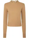 Rabanne Ribbed Knit Wool Cashmere Sweater In Brown