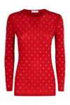 Rabanne Long Sleeve Round Neck T-shirt In Red
