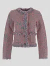 Rabanne Frayed-detail Jacket In Tweedlurexrose