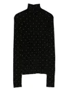 Rabanne Fitted Black Wool Sweater With Metallic Studs In Multi