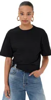 Rabanne Black Silk And Cotton T-shirt With Chain In Black