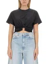 Rabanne Jersey Ring-gathered Crop Top In Black
