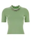 Rabanne Green Stretch Silk Blend T-shirt In Green