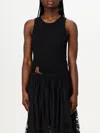Rabanne Embellished Gathered Ribbed Stretch-cotton Jersey Tank In Black