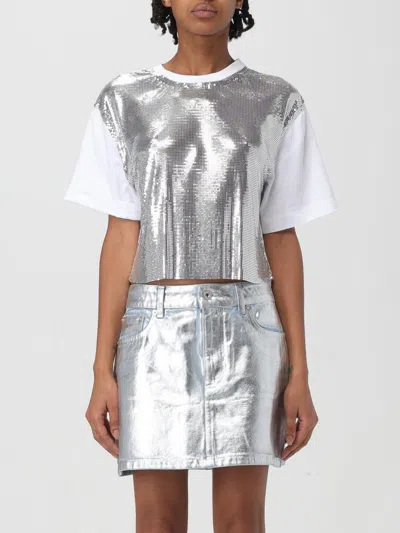 Rabanne Gold/white Cotton Blend Cropped T-shirt