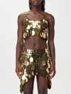 Rabanne Womens Gold Sequin-embellished Cropped Metallic Top In Gelb
