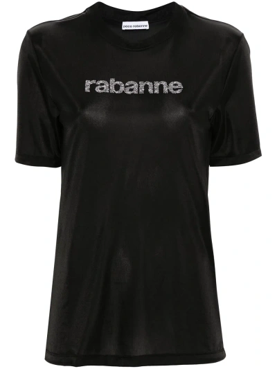 Rabanne Jersey Logo T-shirt In Black