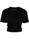 Rabanne Piercing Cropped T-shirt In Black Cotton In Black