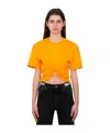 Rabanne T-shirt With Round Neck And Short Sleeves In Orange