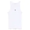 Rabanne Ribbed Cotton Tank Top With Perforated R-logo In White