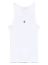 Rabanne Ribbed Cotton Tank Top With Perforated R-logo In Weiss