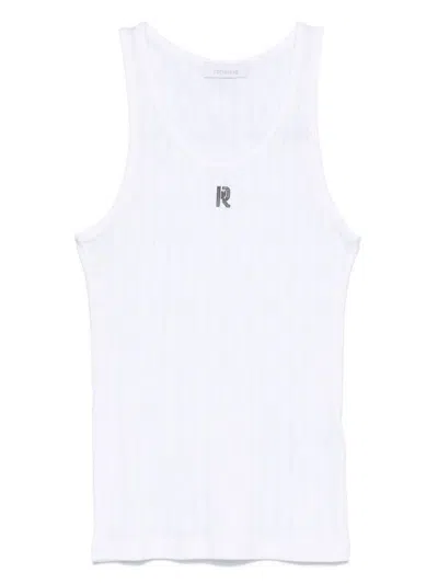Rabanne Tanktop Mit Logo-schild In Weiss