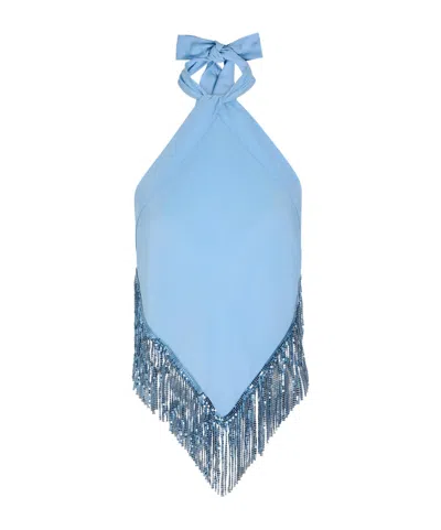 Rabanne Tassel Chain Decorated Knitted Top In Blue