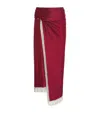 Rabanne Fringe-detailed Drape Midi Skirt In Ruby Red In Burgundy