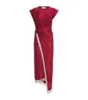 Rabanne Womens Ruby Red Draped Fringed Stretch-jersey Maxi Dress In Red