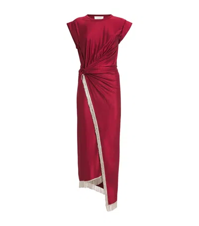 RABANNE TASSELLED RING-GATHERED MIDI DRESS