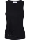 Rabanne Embellished Gathered Ribbed Stretch-cotton Jersey Tank In Black