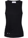 Rabanne Embellished Gathered Ribbed Stretch-cotton Jersey Tank In Black