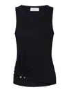 Rabanne Embellished Gathered Ribbed Stretch-cotton Jersey Tank In Negro