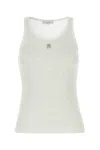 Rabanne Ribbed Cotton Tank Top With Perforated R-logo In Neutral